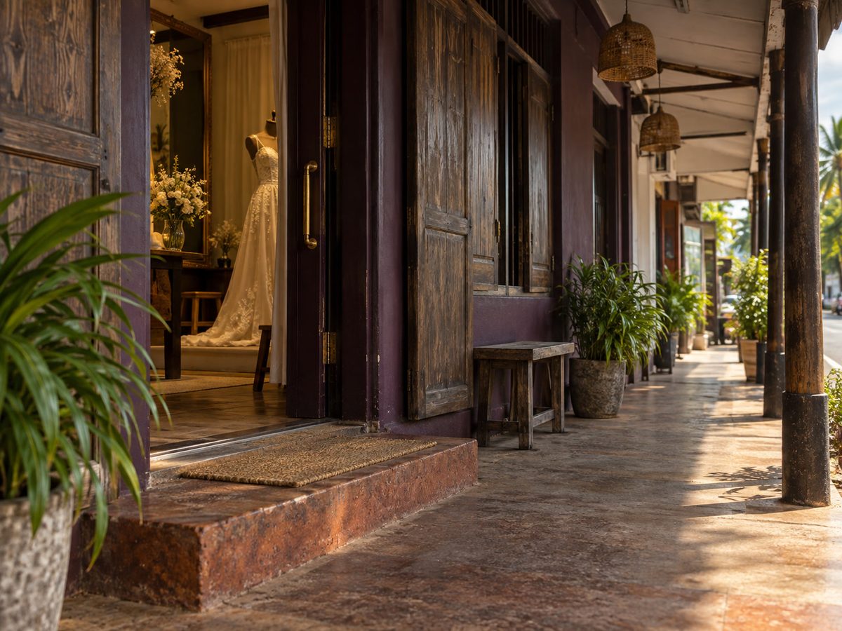 අකුරැස්ස පාරේ විදිහේ shopfront corridor එකක් — පුවරු නැහැ